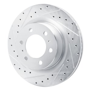 Lexus GX550 Brake Rotor (1) - Front Left - R1 Concepts - Drilled & Slotted - Silver - `22-`25